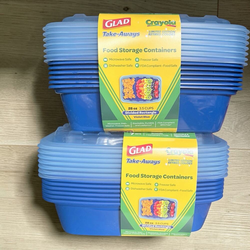 2x Limited Edition Crayola Retired Colors Glad Food Storage Containers 7pc Each